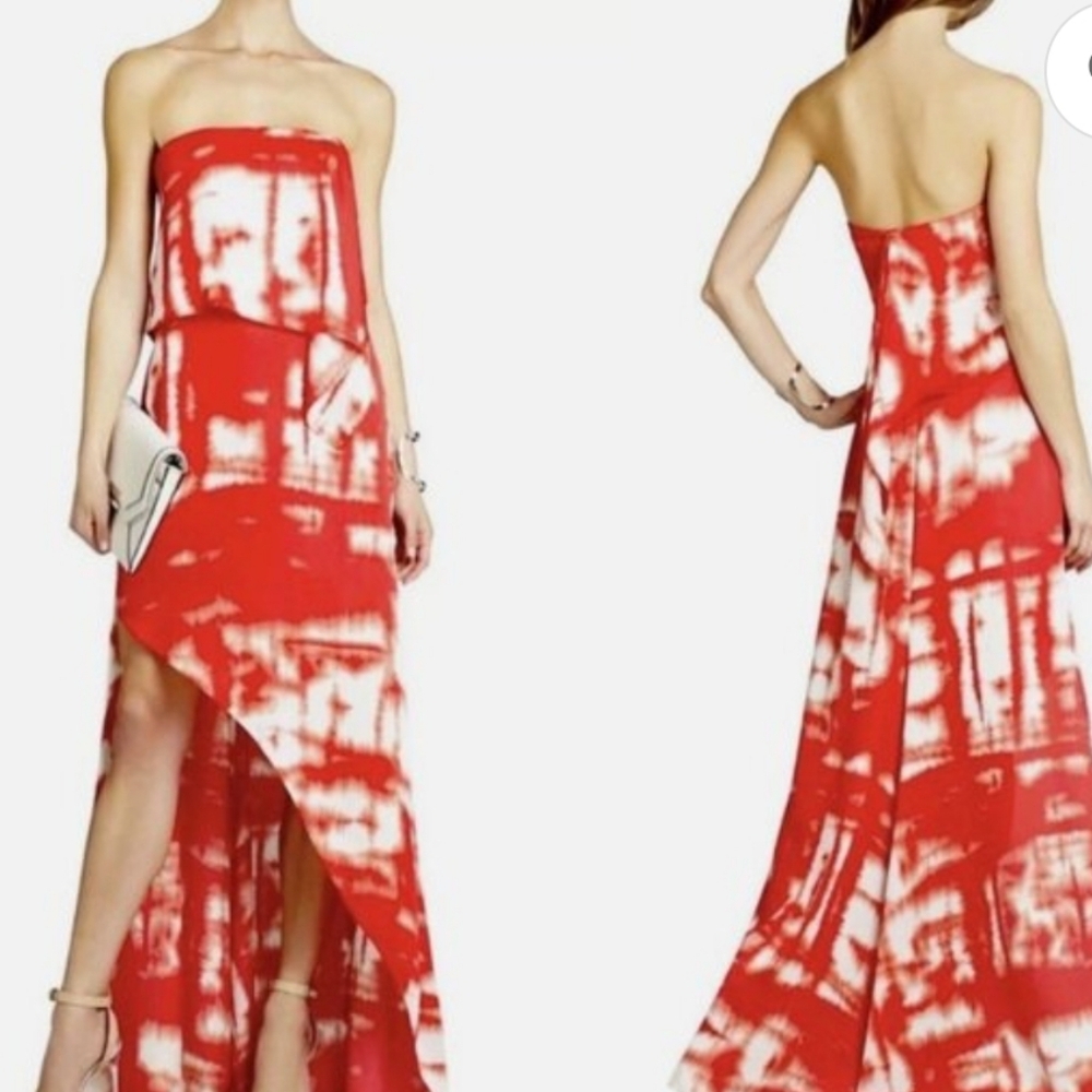 BCBGMaxAzria Daniella Strapless Asymmetrical Maxi Dress